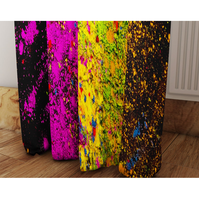 Panneaux de rideaux simples semi-transparents Bright Paint Splatter, l 40 po x L 52 po