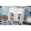 Meuble-lavabo 36 po avec lavabo, meuble autoportant blanc avec cuve en céramique, cadre en bois aggloméré et en bois massif, tiroir supérieur rabattable, portes à fermeture en douceur, 2 tiroirs de rangement, poignées dorées