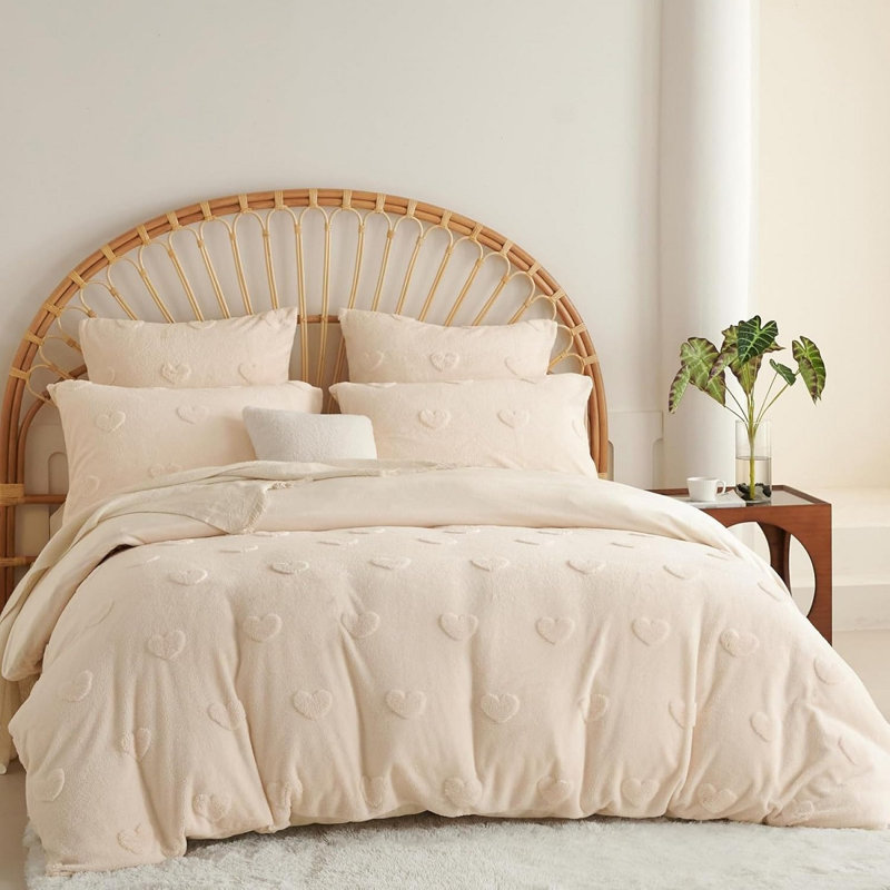 W-NNRJHAX-BG Microfiber Duvet Cover Set, King Duvet Cover + 2 Standard Pillowcases