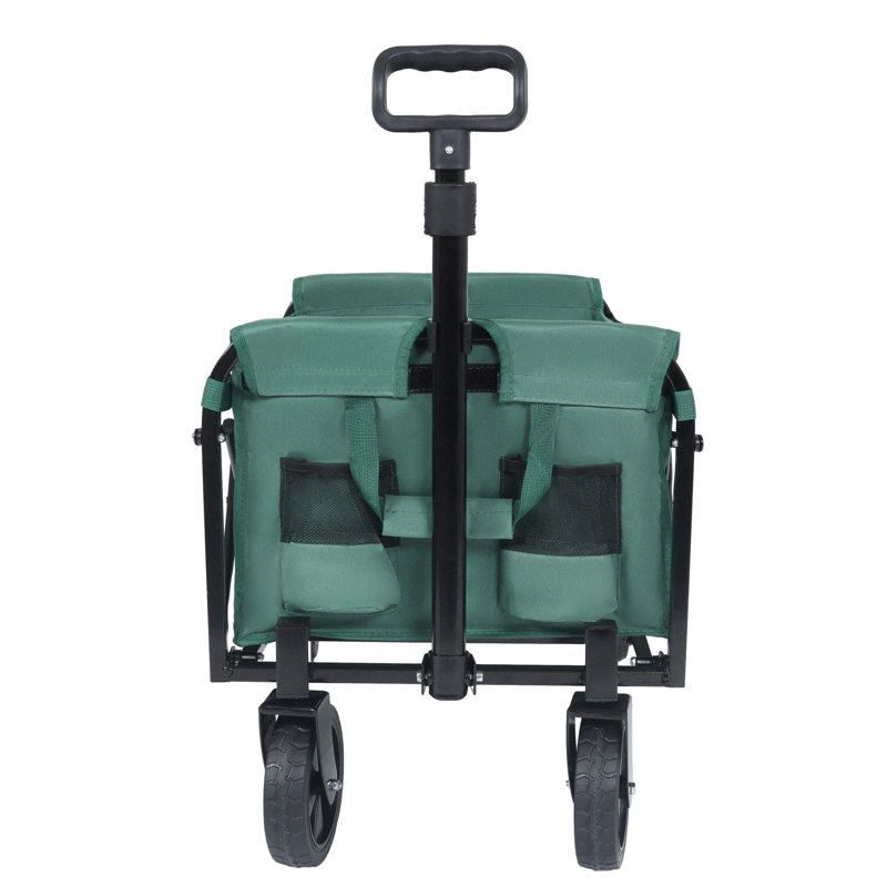 Chariot utilitaire extensible à deux couches en acier avec poche de rangement supplémentaire, vert