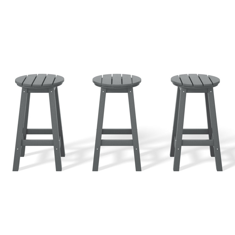 Tabouret de comptoir rond 24 po Laguna (ensemble de 3), Gris
