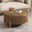 Table basse ronde moderne avec 2 grands tiroirs de rangement, brun, 31,5 po