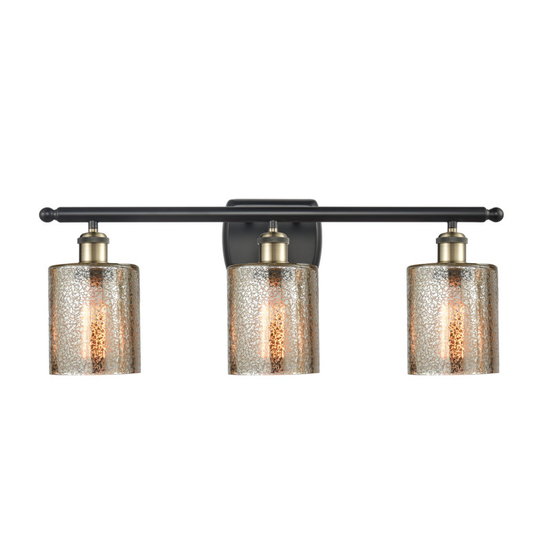Éclairage de salle de bain à intensité variable à 3 lumières Leilani, Ampoule incandescente rétro de 60 watts, Mercure
