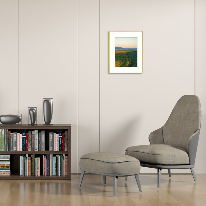 Cadre photo en métal avec passe-partout - Basics by Wayfair ™, 16 po x 20 po emmêlé à 11 po x 14 po, Or