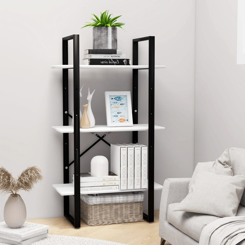 Canne Book Cabinet Engineered Wood, White, (3 Shelves) 41.3" H x 23.6" W x 11.8" D