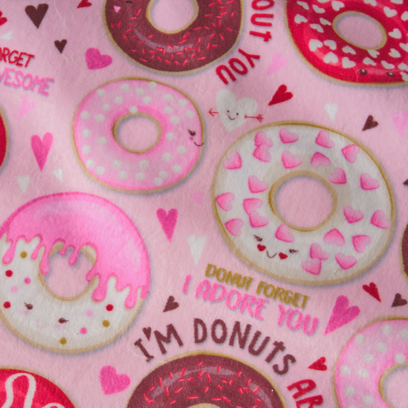 3 Foot Rounded Bean Bag, Pink Donut Print, Pink Fabric
