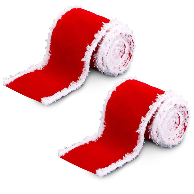 Ruban de Noël pour décoration d'arbre de Noël, emballage cadeau, artisanat, 2,5 po x 4 verges