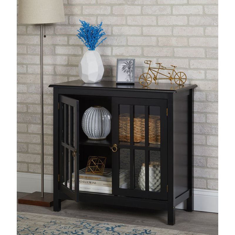 Phillips 2-Door Paneled Accent Cabinet , Black