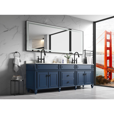 Miroir de salle de bain 118 "X 36" à DEL avec cadre en aluminium, 3 températures de couleur, fonction de mémoire, gradation continue, noir mat, améliorer l'efficacité de l'éclairage, brouillard, mémoire, ajouter du style à