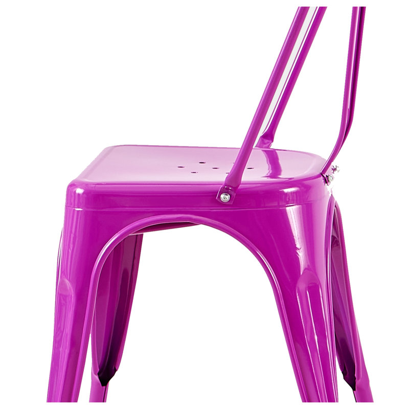 Ensemble de 2 chaises de salle à manger modernes en métal mauve ultrabrillant avec support pour le dos