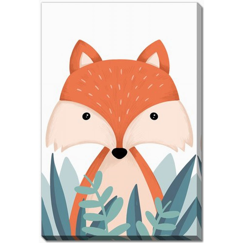 Renard, art mural sur toile, H 60 po x l 38 po