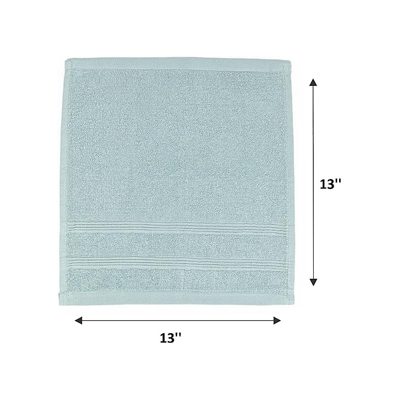 Kaufman - Premium Washcloth (13x13 Inches) 100% Cotton Ring Spun, Highly Absorbent, Durable, Aqua