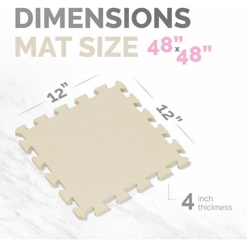 Tapis de jeu ToyVelt 16 ou 32 carreaux - Tapis de jeu rose emboîtable - Carreaux de sol éducatifs en mousse pour casse-têtes, salle d'exercice, aire de jeux