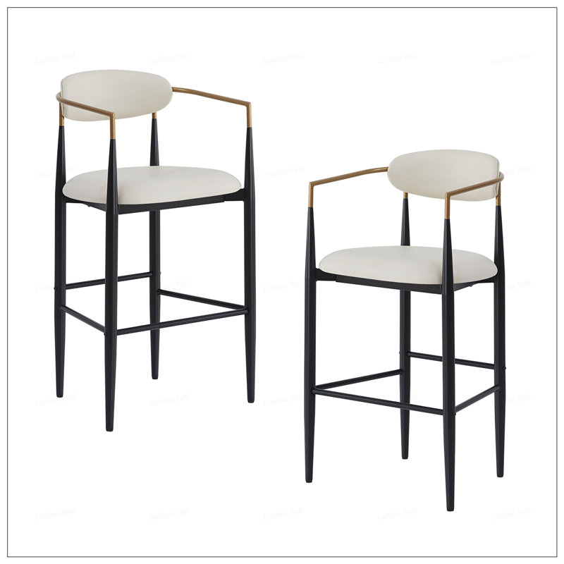 Faux Leather Counter Height Barstools,Set Of 2