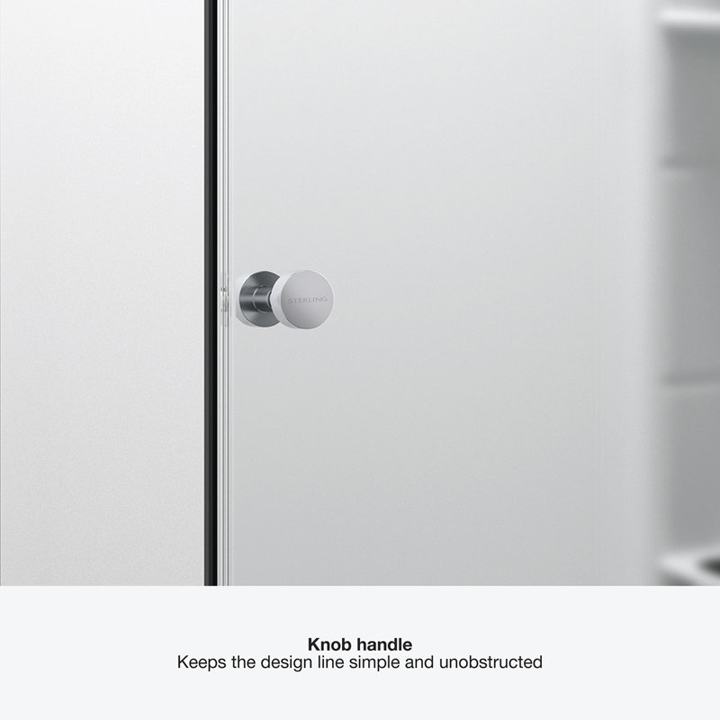 Whiston 36 In. x 74-7/8 In. Pivot Shower Door in Silver Frame Finish with Smooth/Clear Glass Texture