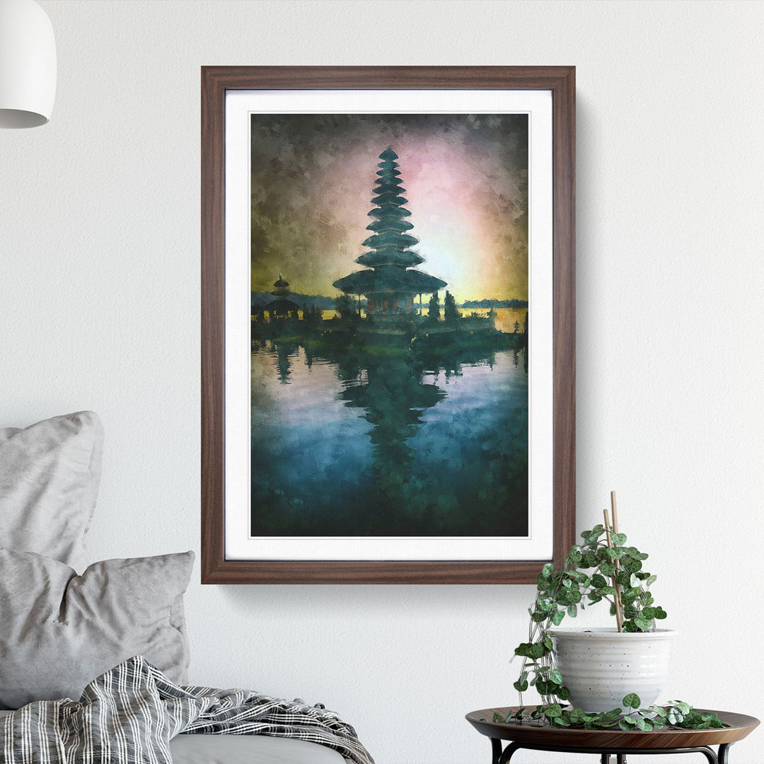 Temple in Bali Indonesia at Sunset - Picture Frame Graphic Art