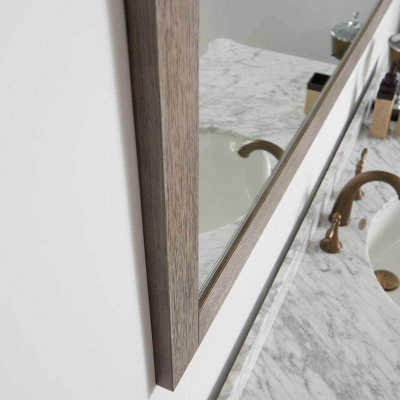 Miroir de salle de bain mural Karamfila, Gris classique, 39,4 po x 60 po