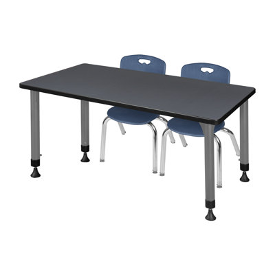 Regency Kee Adjustable Classroom Table & 2 Andy 12 in. Stack Chairs