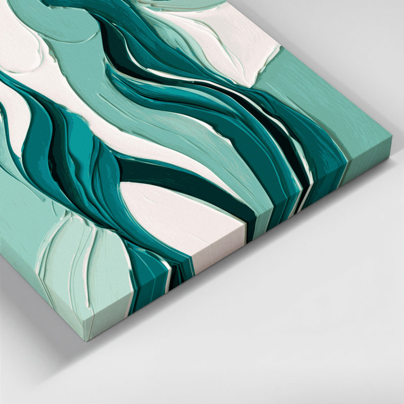 Art mural abstrait sur toile vert figuratif, H 32 po x l 32 po