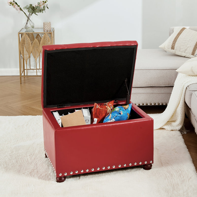 Magoon Faux Leather Ottoman, Red