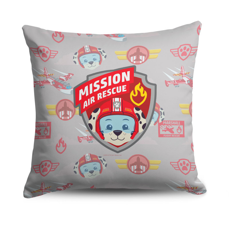 Coussin Paw Patrol, 18 pi x 18 po, Patrouille Marshall, Gris