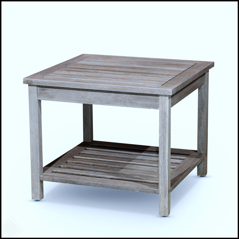 Table d'appoint à 2 tablettes en bois d'eucalyptus Longs Peak, durable et élégante pour l'extérieur