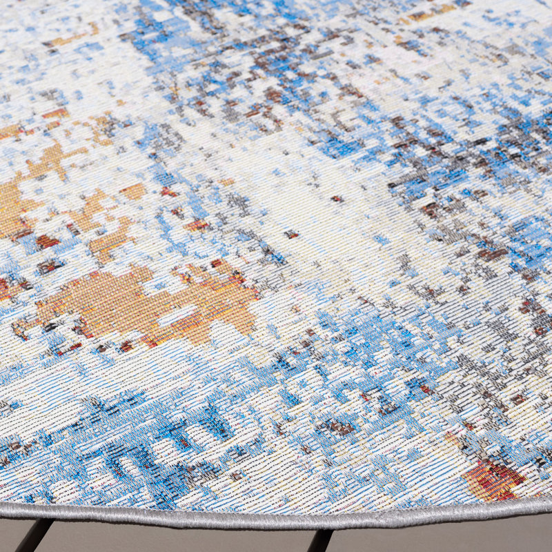 Wakeeny 500 Performance Abstract Indoor/Outdoor Area Rug, Round 6'6"