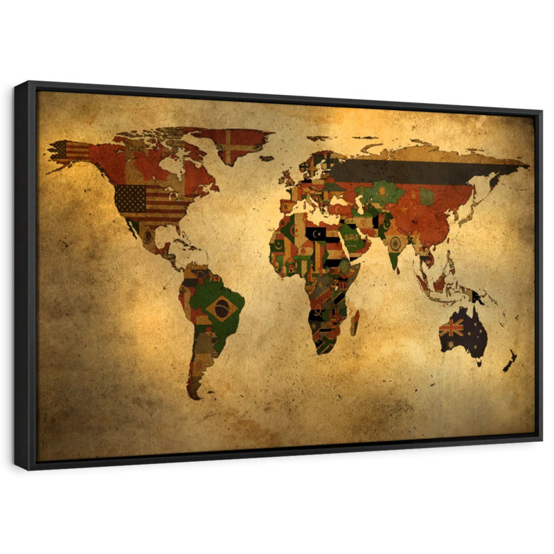 Carte des drapeaux du monde Aliaz, H 9 po x l 13 po