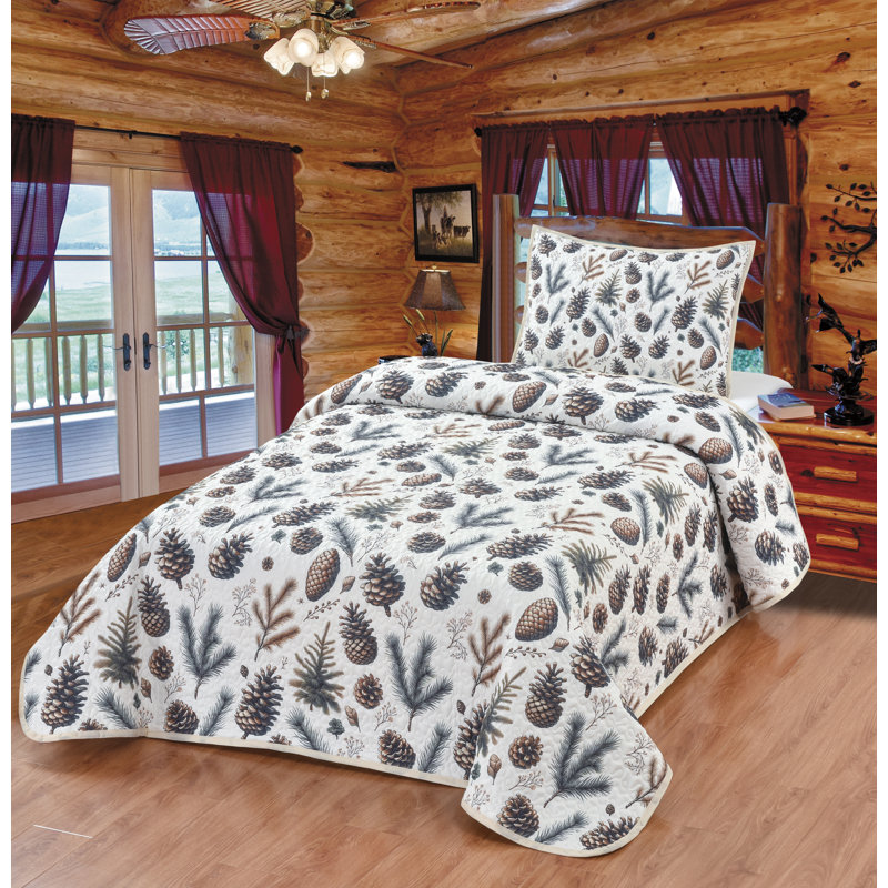 Ensemble de literie pour courtepointe Evergreen Harmony, Courtepointe pour lit simple + 1 taie décorative 