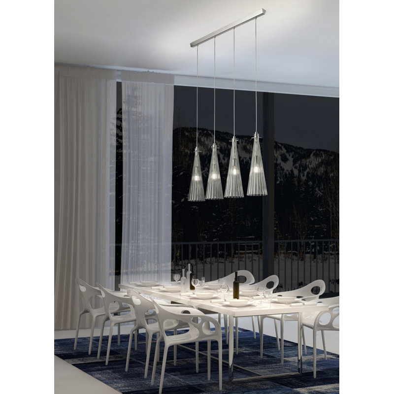 Costa 4 - Light Nickel Kitchen Island Pendant, Transparent