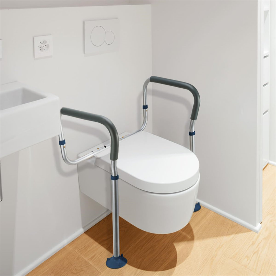 Toilet Safety Rail - Medical Bathroom Toilet Safety Frame For Elderly, Handicap And Disabled - Adjustable Toilet Safety Handrail, 2 Additional Rubber