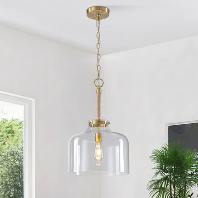 Barbour 1-Light Clear Glass Pendant With Rope Accent
