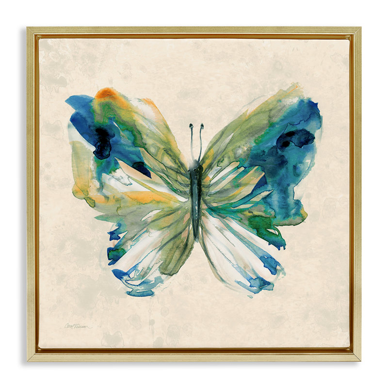 Cadre flottant Vivid Abstract Butterfly Wings, design par Carol Robinson, H 18 po x l 18 po, Cadre flottant métallique doré