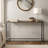 Aurelia 48 Inch Console Sofa Table, Artisanal Hammered Antique Bronze Tray Top, Industrial Black Iron Frame