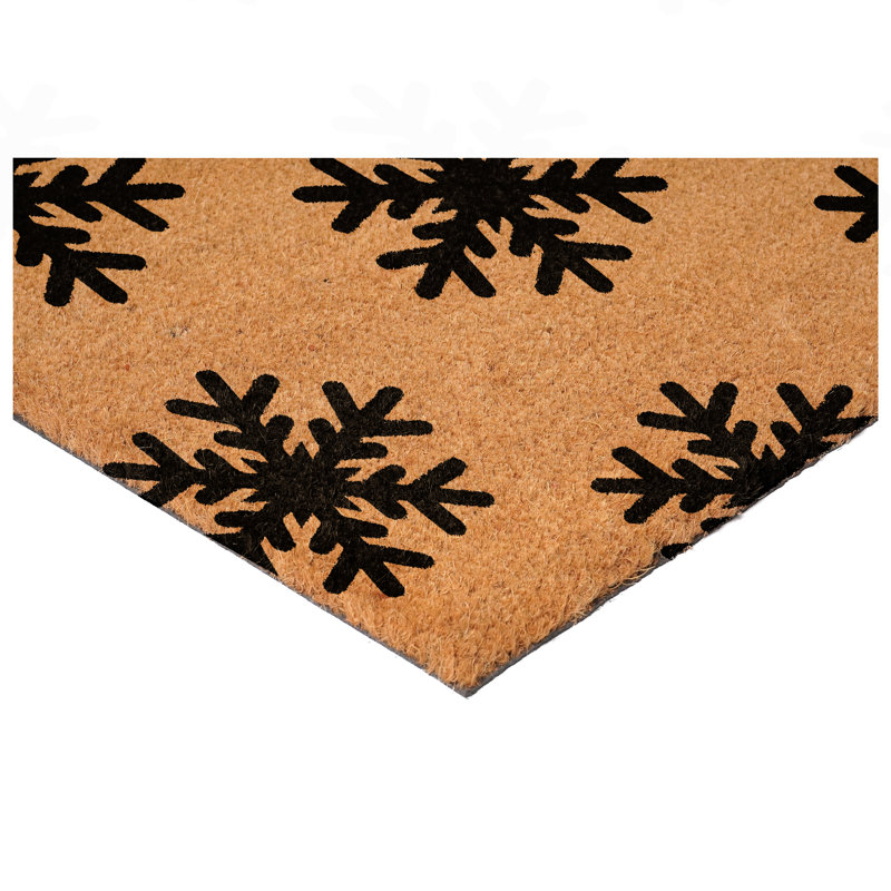 Colorful Snowflake Doormat, Black/Brown, 17" W x 29" L