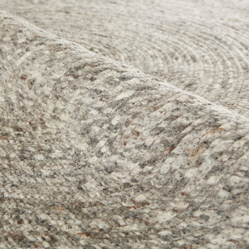Tapis gris en laine tressé à la main Grigor, Rond 6 pi