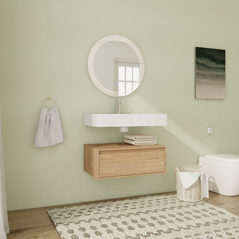 Meuble-lavabo mural simple de 30 po avec comptoir en résine