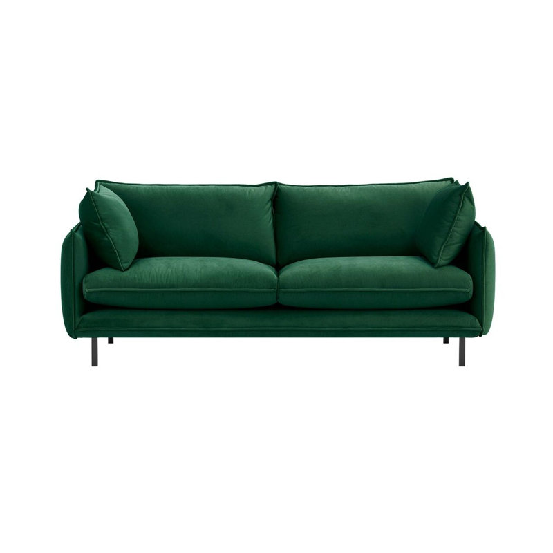 Neshay 3 Seater Velvet Sofa, Dark Green