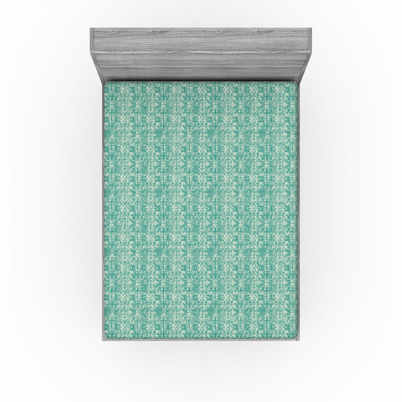 Drap-housse Ambesonne, Écume de mer, ivoire / damas, Drap-housse grand