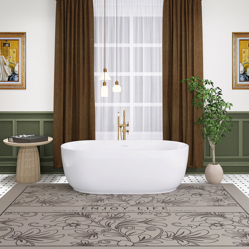 Baignoire de trempage autoportante en acrylique blanc lustré 67 po