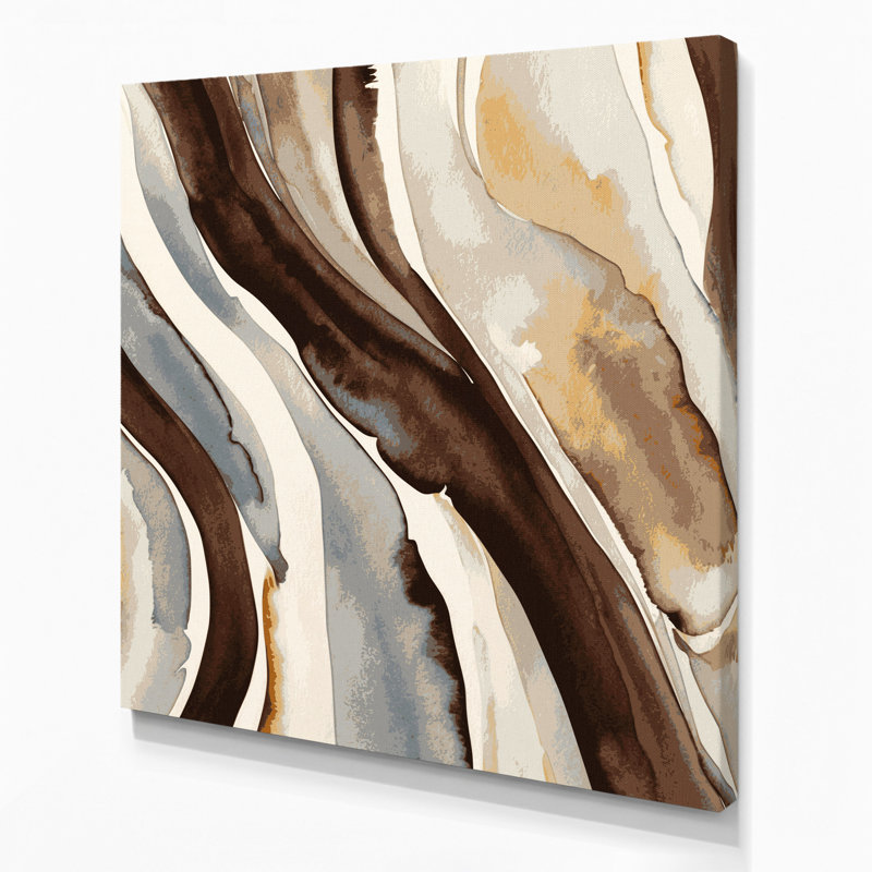 Aquarelle abstraite, art mural sur toile beige 23, H 12 po x l 12 po