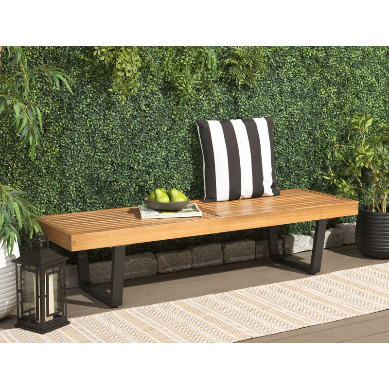 Mycayla Garden Bench, Natural/Black