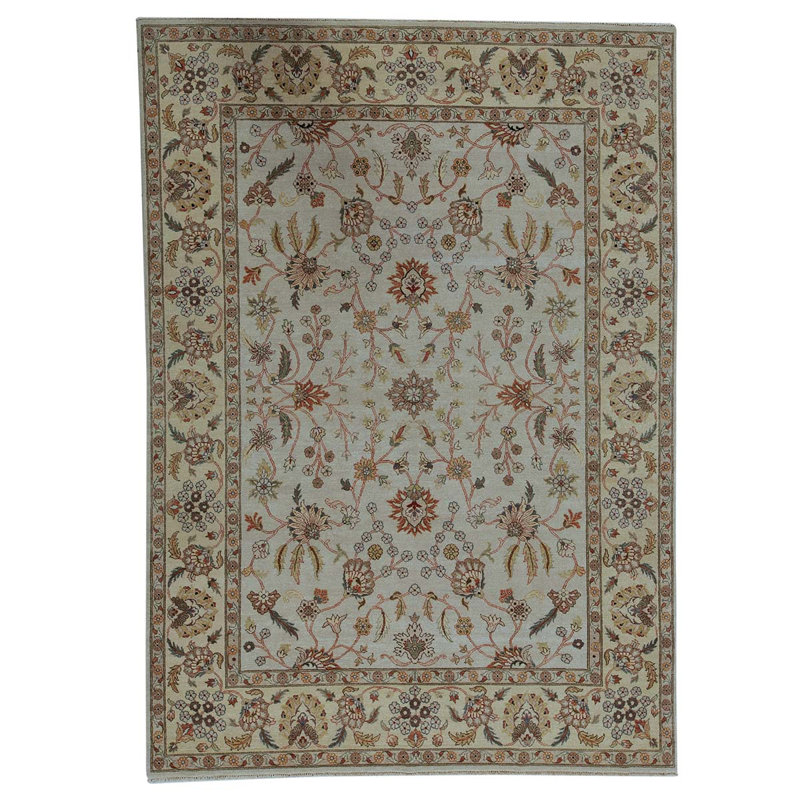 Tapis gris / bleu clair noué à la main