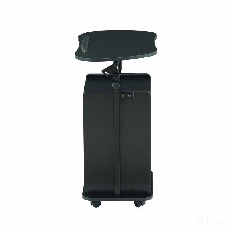 Chariot pour ordinateur portable roulant assis-à-debout, noir avec rangement