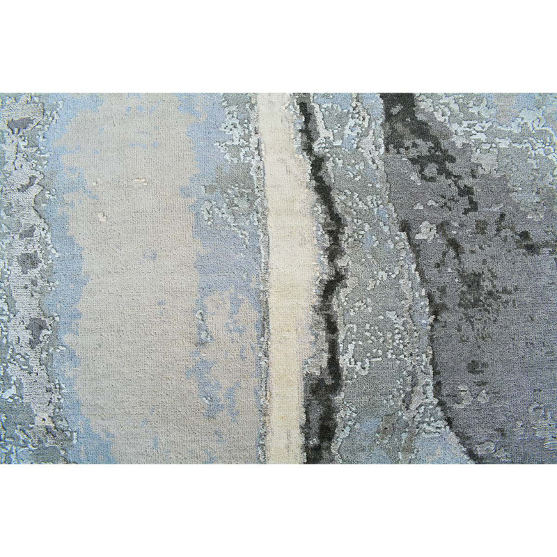 Handmade Silk and Wool Abstract Area Rug, Rectangle 8' x 10'