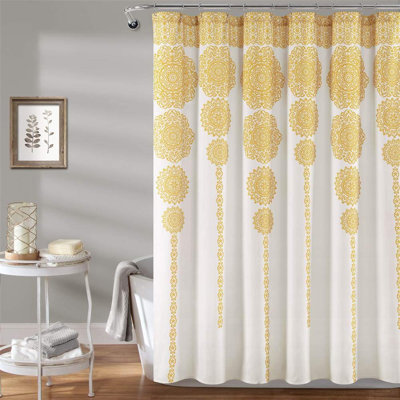 Stripe Medallion Shower Curtain-Fabric Mandala Bohemian Damask Print Design