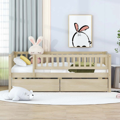 Kids Daybed Wood Bed with Two Drawers