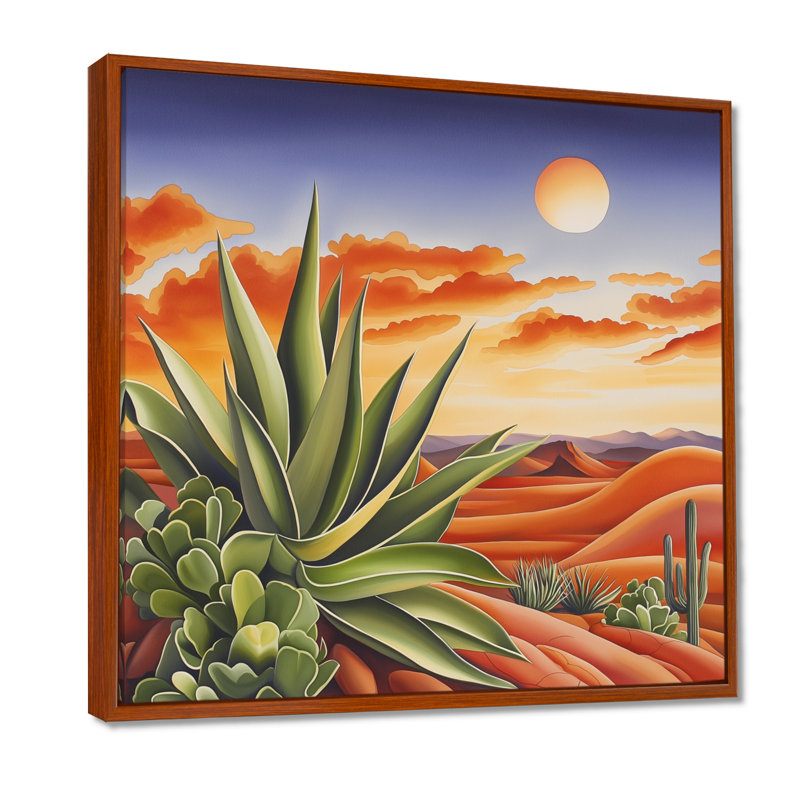 Cactus mexicain, paysage de cactus III - décoration murale cactus floral, H 16 po x l 16 po, Brun