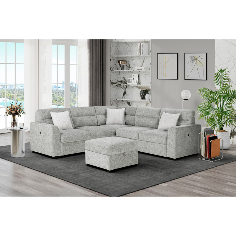 Canapé modulaire en nickel 9401 avec 3 coussins + repose-pieds