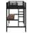 Metal Loft Bed With Power Outlet And LED Lighted, With Desk, Space-Saving